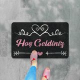 M&h QUALITY(404) Hoş Geldiniz Yazılır Dekoratif Dış Kapı Önü ve Iç Mekan Paspası Yıkanabilir Çok Renkli 45 x 70 - Abanoz