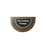 M&H Quality(428) Dış Kapı Önü Paspası Oval gümüş Renk Kaymaz Taban hoş geldiniz yazılı Altın 45 x 70