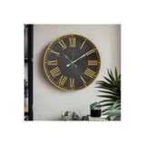 M&H Quality(453) Altın ve Siyah Rengi Roma Rakam UV Baskılı Duvar Saati sessiz Akar mekanizma Siyah 40 x 40