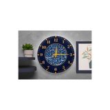 M&H Quality(468) Modern İslami Desenli Sessiz Duvar Saati – Şık ve Dekoratif Tasarım Lacivert 40 x 40