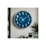 M&H Quality(475) Dekoratif Türkçe Rakamlı UV Baskılı Duvar Saati (Sessiz) Akar Mekanizma Metal Akrep Yelkovan Lacivert 40 x 40