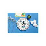 M&H Quality(481) Sevimli Helikopter Karakterli Sessiz Mekanizma Duvar Saati – Çocuk Odası Dekoratif Mavi 40 x 40
