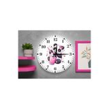 M&H Quality(499) Kız Çocuk Odası İçin Pembe Panda Tasarımlı Sessiz Duvar Saati Pembe 40 x 40