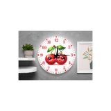 M&H Quality(517) Kiraz Desenli Duvar Saati – Çocuk Odası Dekoratif Sessiz Mekanizma 40 cm Bordo 40 x 40
