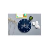 M&H Quality(519) Lacivert Zeminli İslami Motifli Sessiz Duvar Saati – Allah (c.c.) & Muhammed (s.a.v.) Yazılı Lacivert 40 x 40