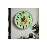 M&H Quality(534) Dekoratif Türkçe Rakamlı UV Baskılı Duvar Saati (Sessiz) Akar Mekanizma 40CM Metal Akrep Yelkovan Yeşil 40 x 40