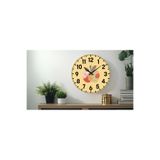 M&H Quality(539) Dekoratif Türkçe Rakamlı UV Baskılı Duvar Saati (Sessiz) Akar Mekanizma 40CM Metal Akrep Yelkovan Sarı 40 x 40