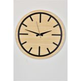 M&H Quality(542) Dekoratif Modern Ahşap Duvar Saati (Sessiz Akar Saat) bej-siyah 40 x 40
