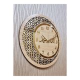 M&H Quality(545) Ahşap ve Aynalı Allah-muhammed Motifli Normal Rakamlı Duvar Saati Altın 40 x 40