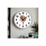 M&H Quality(569) Çiçek desenli Dekoratif Türkçe Rakamlı UV Baskılı Duvar Saati (Sessiz) Akar Mekanizma Metal Akrep Gri 40 x 40