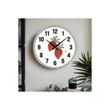 M&H Quality(574) Çiçek desenli Dekoratif Türkçe Rakamlı UV Baskılı Duvar Saati (Sessiz) Akar Mekanizma Metal Akrep Kırmızı 40 x 40