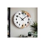 M&H Quality(575) Fırça Desen Rengarenk Türkçe yazılı UV Baskılı Duvar Saati sessiz Akar mekanizma Gri 40 x 40