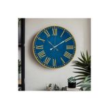 M&H Quality(577) Roma Rakam UV Baskılı Duvar Saati sessiz Akar mekanizma Mavi 40 x 40