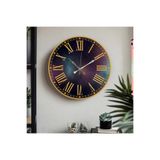M&H Quality(580) Roma Rakam UV Baskılı Duvar Saati sessiz Akar mekanizma Mor 40 x 40