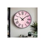 M&H Quality(583) Roma Rakam UV Baskılı Duvar Saati sessiz Akar mekanizma Pembe 40 x 40