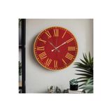 M&H Quality(584) Roma Rakam UV Baskılı Duvar Saati sessiz Akar mekanizma Kırmızı 40 x 40