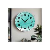 M&H Quality(593) Dekoratif Türkçe Rakamlı UV Baskılı Duvar Saati (Sessiz) Akar Mekanizma Metal Akrep Yelkovan Yeşil 40 x 40