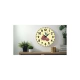M&H Quality(597) Dekoratif Türkçe Rakamlı UV Baskılı Duvar Saati (Sessiz) Akar Mekanizma 40CM Metal Akrep Yelkovan Kahverengi 40 x 40