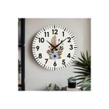 M&H Quality(604) Çiçek desenli Dekoratif Türkçe Rakamlı UV Baskılı Duvar Saati (Sessiz) Akar Mekanizma Metal Akrep Beyaz 40 x 40