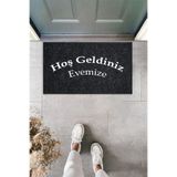 M&H Quality(8) Balkon Ve Iç Dış Kapı Yıkanabilir Nem Alıcı Toz Alıcı Halı Kapı Önü Paspası Türkçe hoş geldiniz açık grİ 45 x 75