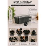 mh toy studio Siyah Renkli Kum 1 Kg Teraryum Diorama Maket Minyatür Bahçe Mumluk Süsleme Epoksi Mum Cam Vazo Yapay Çiçek Dolgusu Dekor