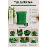 mh toy studio Yeşil Renkli Kum 1 Kg Teraryum Diorama Maket Minyatür Bahçe Mumluk Süsleme Epoksi Mum Cam Vazo Yapay Çiçek Dolgusu Dekor