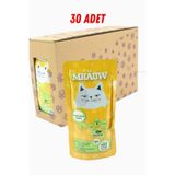 MHAUW 30 Paket Mhauw Kediler İçin Somonlu Ödül Mama Püre 80 Gr
