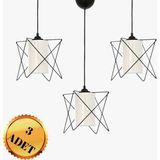 MHK Collection 3 Adet Siyah Metal Beyaz Mika Camlı Salon Mutfak Banyo Yatak Odası Çocuk Odası Antre Avize