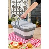 MHK Collection Katlanır Piknik Seti | Masalı Silikon Sepet 24 Lt Kamp Çantası GRİ