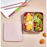 Mhk Prime Smart Bölmeli 2 Katlı Çatal Kaşıklı Pembe Beslenme Kabı Kare - Mürdüm - standart