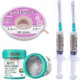 MHM Krem Lehim Solder Paste 183°C SN63/PB37 50G Flux Lehim Toplama CP-2015 Lehim Emme Teli 2,0 mm 4lü Set