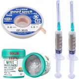 MHM Krem Lehim Solder Paste 183°C SN63/PB37 50G Flux Lehim Toplama CP-3015 Lehim Emme Teli 3,0 mm 4lü Set