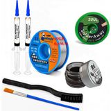 MHM Lehimleme Seti 0,8 mm 40 gr Lehim Teli 2’li Flux 2UUL-2015 Lehim Fitili Havya Ucu Temizleme Kremi 2fırça Seti ST26
