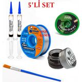 MHM Lehimleme Seti 0,8 mm 40 gr Lehim Teli 2’li Flux 2UUL-2015 Lehim Fitili Havya Ucu Temizleme Kremi Fırça Seti ST59