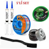 MHM Lehimleme Seti 0,8 mm 40 gr Lehim Teli 2’li Flux 2UUL-2015 Lehim Fitili Havya Ucu Temizleme Kremi Fırça Seti ST61