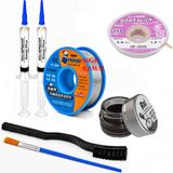 MHM Lehimleme Seti 0,8 mm 40 gr Lehim Teli 2’li Flux CP-2015 Lehim Fitili Havya Ucu Temizleme Kremi 2fırça Seti ST22