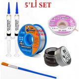 MHM Lehimleme Seti 0,8 mm 40 gr Lehim Teli 2’li Flux CP-2015 Lehim Fitili Havya Ucu Temizleme Kremi Fırça Seti ST43