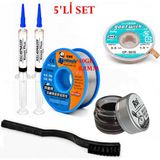 MHM Lehimleme Seti 0,8 mm 40 gr Lehim Teli 2’li Flux CP-3515 Lehim Fitili Havya Ucu Temizleme Kremi Fırça Seti ST07