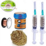 MHM Mechanic Krem Lehim 138°C Sn 42GR Havya Uç Temizleme Flux Lehim Toplama CP-1515 Lehim Emme Teli 1,5 mm SET01