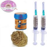 MHM Mechanic Krem Lehim 138°C Sn 42GR Havya Uç Temizleme Flux Lehim Toplama CP-2015 Lehim Emme Teli 2,0 mm SET04