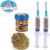 MHM Mechanic Krem Lehim 138°C Sn 42GR Havya Uç Temizleme Flux Lehim Toplama CP-2515 Lehim Emme Teli 2,5 mm SET01