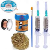 MHM Mechanic Krem Lehim 138°C Sn 42GR Havya Uç Temizleme Flux Lehim Toplama CP-2515 Lehim Emme Teli 2,5 mm SET04