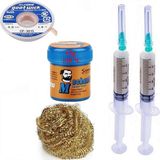 MHM Mechanic Krem Lehim 138°C Sn 42GR Havya Uç Temizleme Flux Lehim Toplama CP-3015 Lehim Emme Teli 3,0 mm SET04