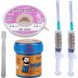 MHM Mechanic Krem Lehim Mechanic Solder Paste 42 gr 138C Lehim Emme Temizleme Teli 2,0 mm ve Metal Spatula SETI03