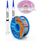 MHM Mechanic TY-V668 Lehim Teli 0,8 mm 40 Gr, Goot Wick CP-2015 2,0 mm 1,5mt Krem Flux Seti ST25