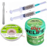 MHM Relıfe Krem Lehim Pasta 183°C 40G Flux Lehim Toplama CP-1515 Lehim Emme Teli 1,5 mm ve Metal Spatula SETI02