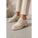 Mhoda Shoes Bağlamalı Makosen Ayakkabı Bej Süet