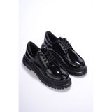 Mhoda Shoes Bağlamalı Makosen Ayakkabı Siyah Rugan