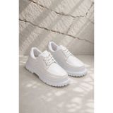 Mhoda Shoes Premium Bağlamalı Makosen Ayakkabı Beyaz