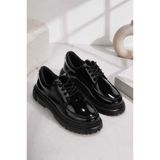 Mhoda Shoes Premium Rahat Bağlamalı Makosen Ayakkabı Siyah Rugan